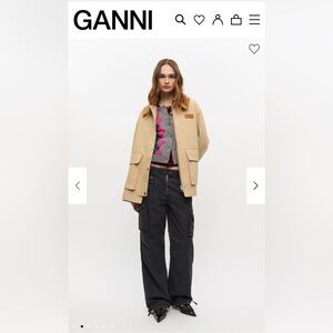 New Ganni Camel Twill Midi Jacket W0757 S/M